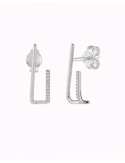 Pendientes suspensores minimalistas de doble banda con círconitas