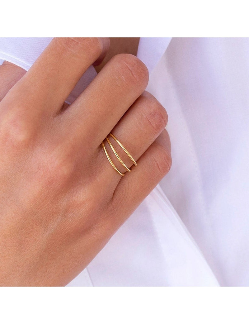 Anillo minimalista con tres bandas