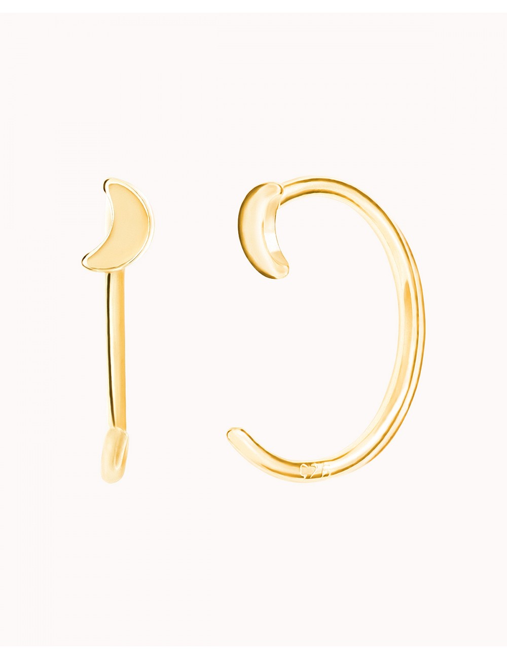 Pendientes de aro abierto en forma de luna