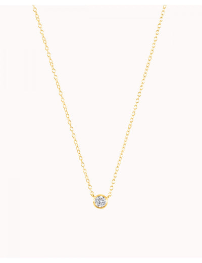 Dainty Bezel CZ Pendant Necklace