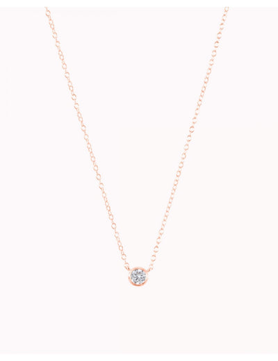 Dainty Bezel CZ Pendant Necklace