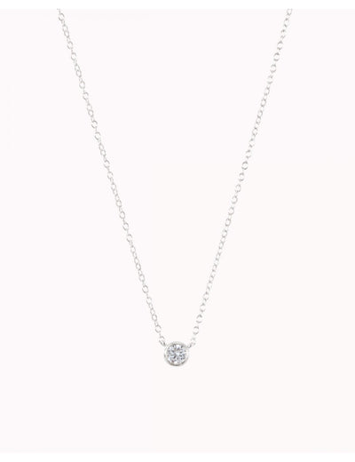 Dainty Bezel CZ Pendant Necklace