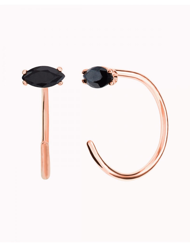 Boucles d'oreilles créoles ouvertes avec onyx
