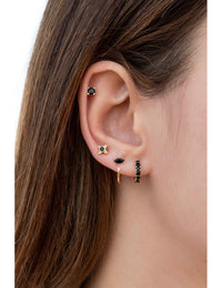 Boucles d'oreilles créoles ouvertes avec onyx