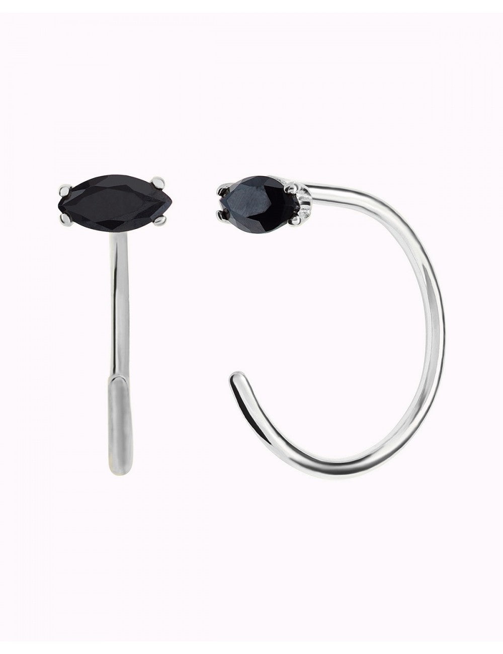 Boucles d'oreilles créoles ouvertes avec onyx