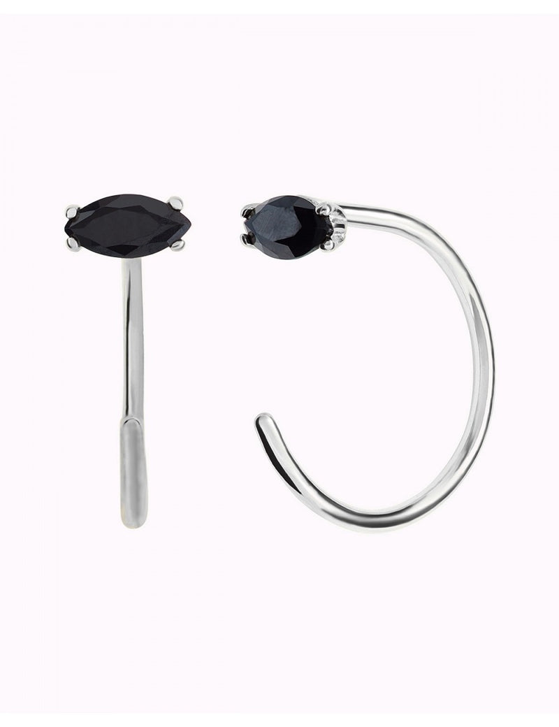 Boucles d'oreilles créoles ouvertes avec onyx