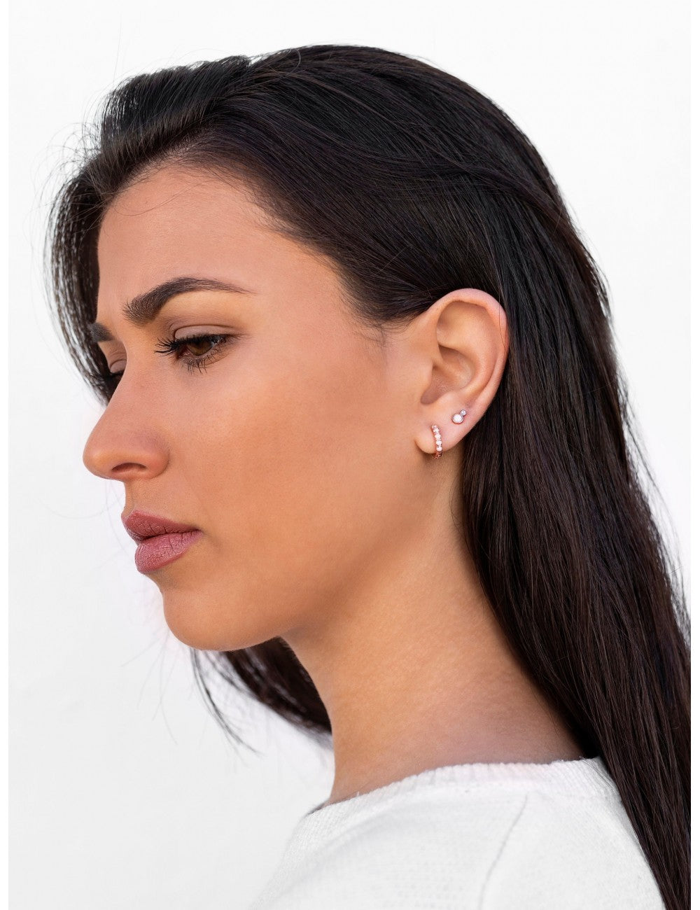 Opal Huggie Hoop Earrings