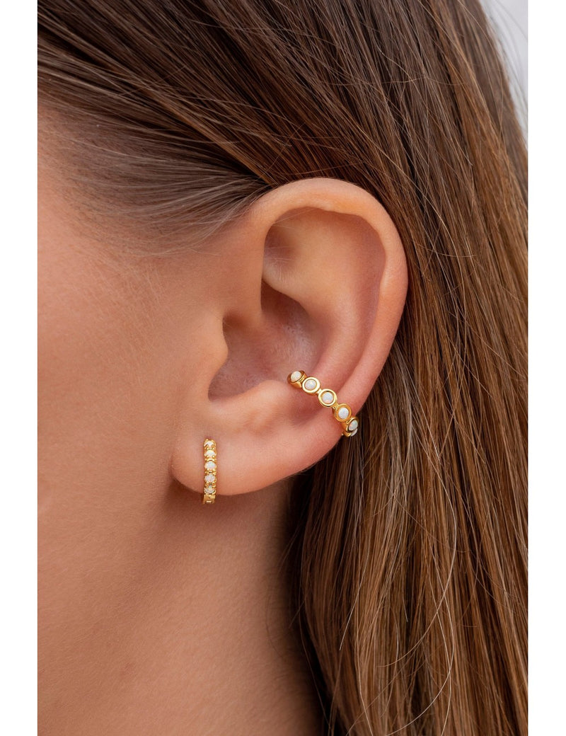 Opal Huggie Hoop Earrings