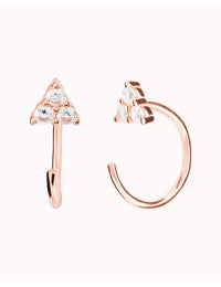 Open CZ Flower Shaped Huggie Hoop Earrings - Ear Hugger