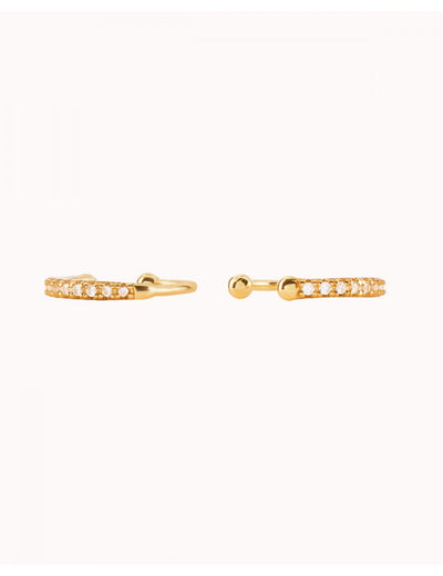 Pendientes ear cuff finos de 1 banda con circonitas en pavé