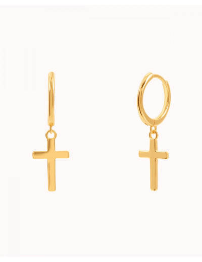 Cross Shaped Charm Huggie Hoop Earrings