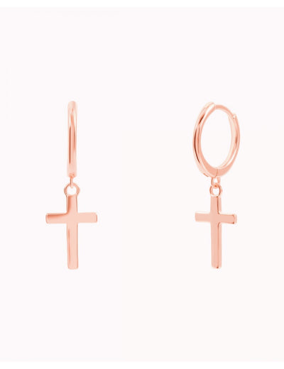 Cross Shaped Charm Huggie Hoop Earrings