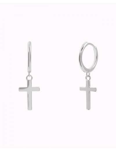Cross Shaped Charm Huggie Hoop Earrings