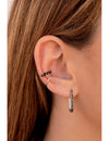 Pendientes de aro rectangulares con circonitas de color negro en pavé