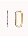 Pendientes de aro rectangulares con circonitas en pavé - Color Morado