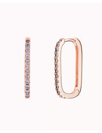 Pendientes de aro rectangulares con circonitas en pavé - Color Morado