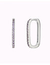 Pendientes de aro rectangulares con circonitas en pavé - Color Morado
