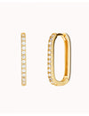 Pave CZ Oblong Rectangle Hoop Earrings