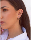 Pave CZ Oblong Rectangle Hoop Earrings