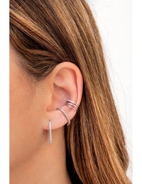 Pave CZ Oblong Rectangle Hoop Earrings