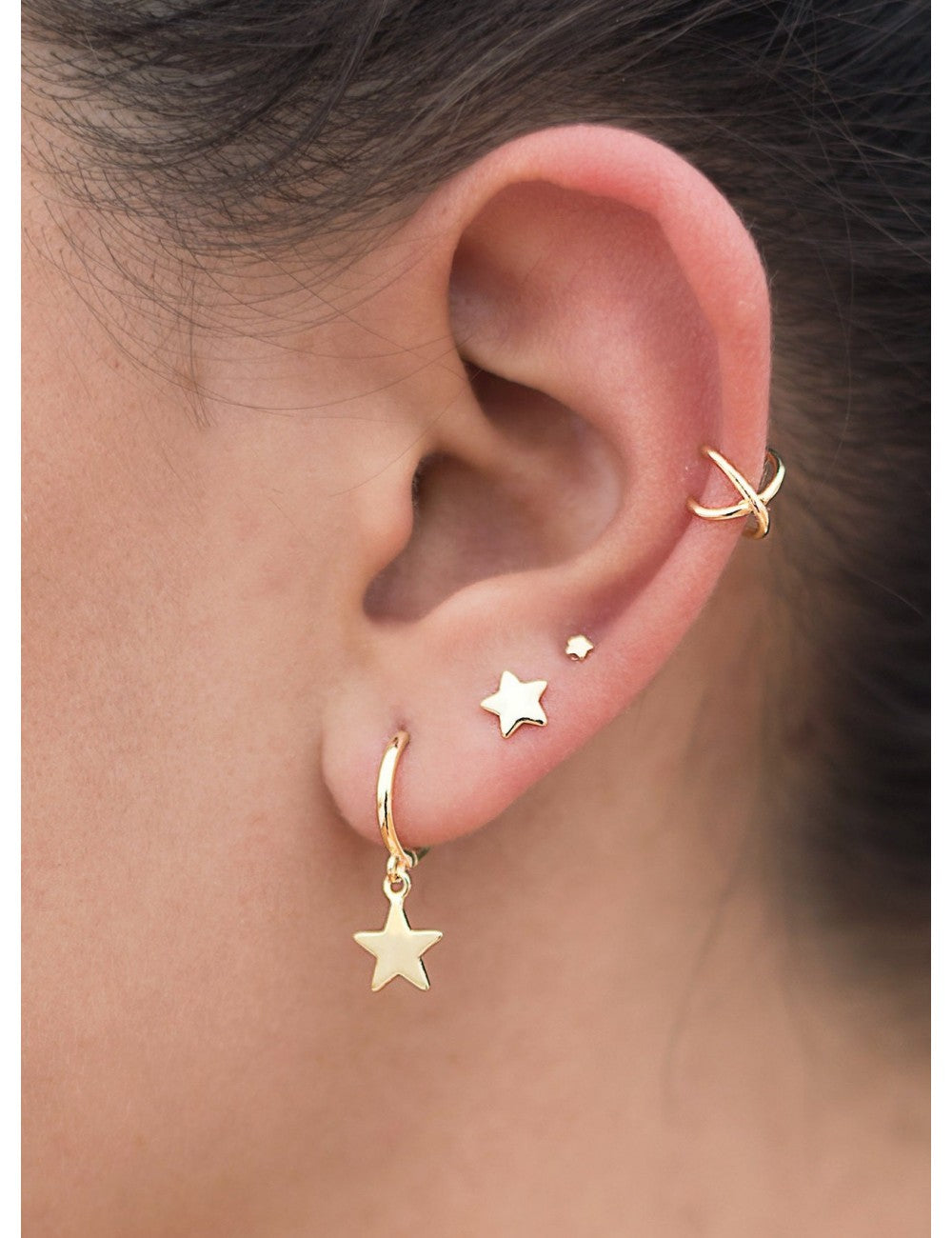 Pendientes stud pequeños en forma de estrella - Tamaño pequeño