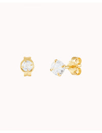 Pendientes stud pequeños con circonitas con garras invisibles - Dos tamaños disponibles