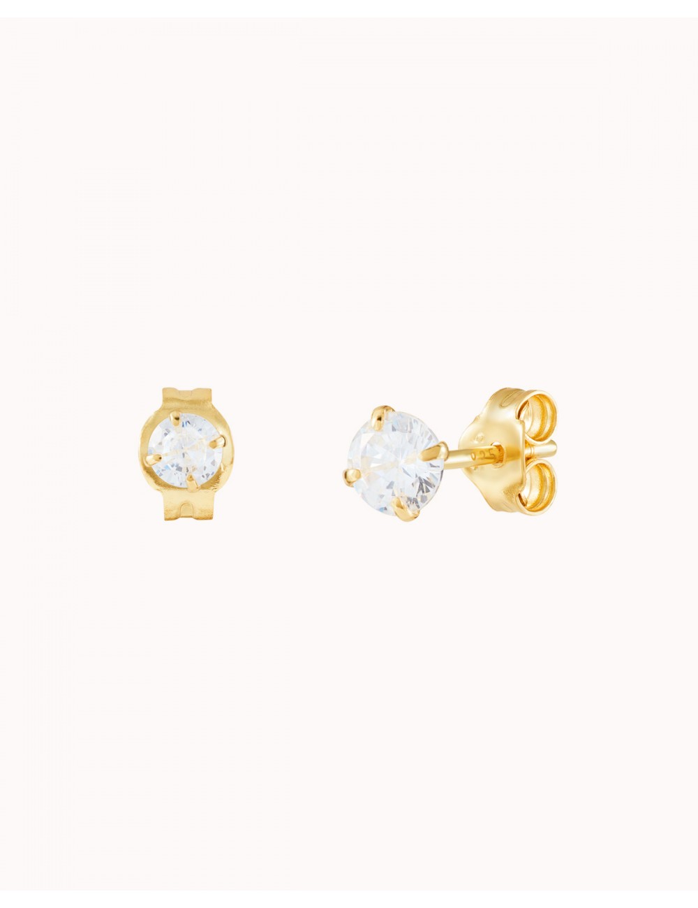 Pendientes stud pequeños con circonitas con garras invisibles - Dos tamaños disponibles