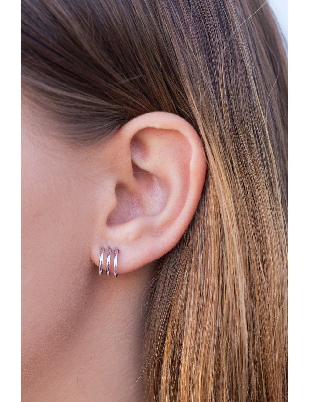 Triple Band Huggie Hoop Earrings
