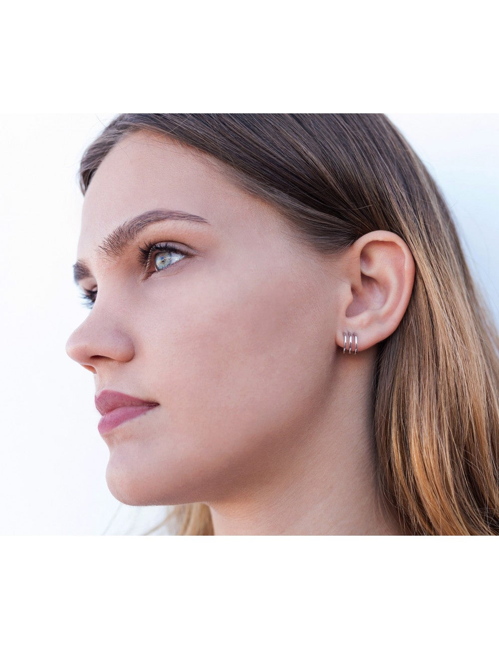 Triple Band Huggie Hoop Earrings