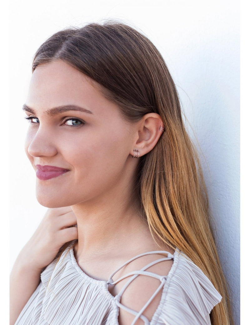 Triple Band Huggie Hoop Earrings