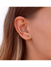 Triple Band Huggie Hoop Earrings