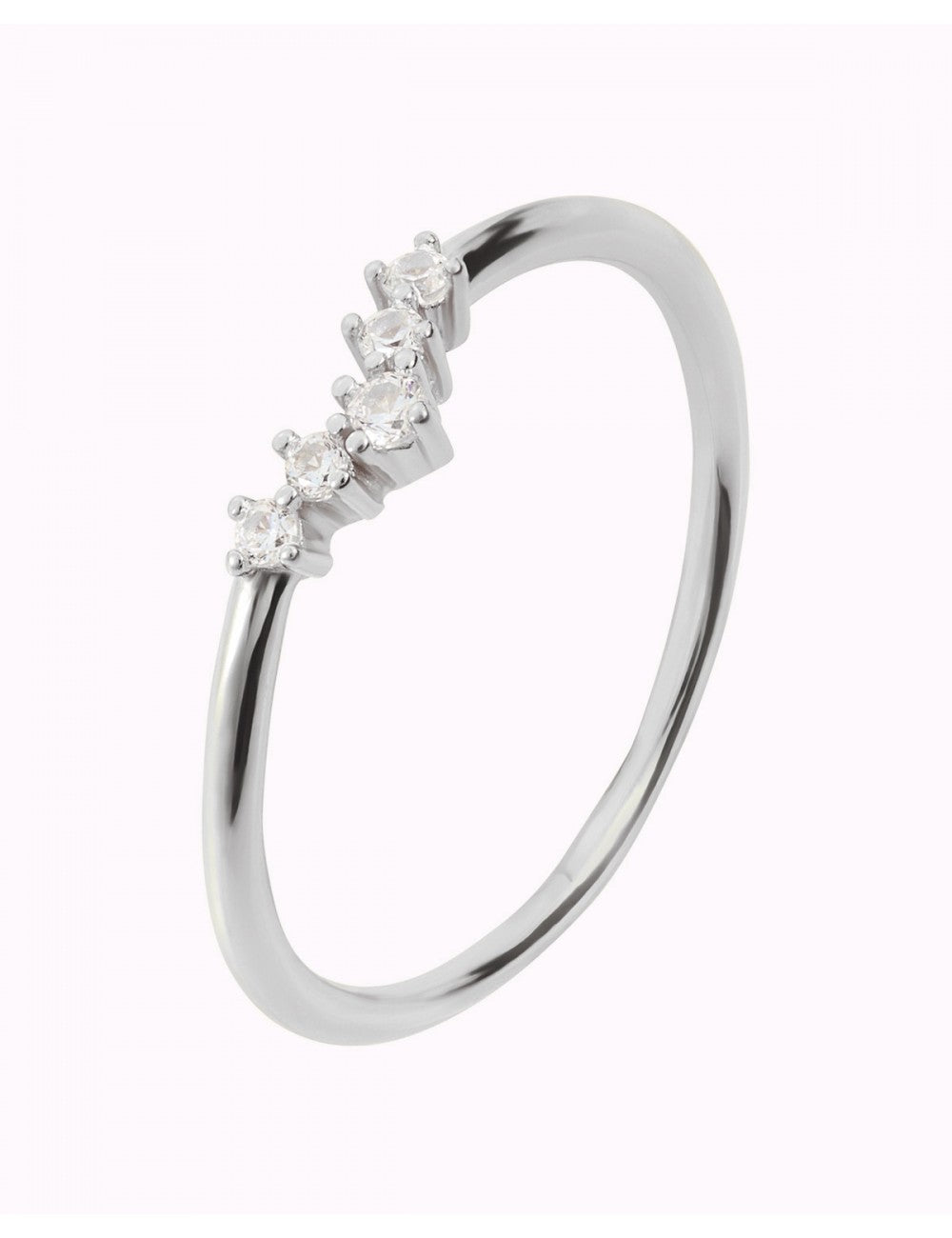 Bague fine avec petits zircons en forme de V