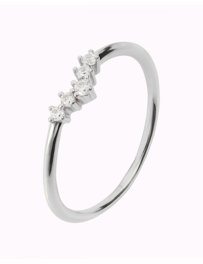 Bague fine avec petits zircons en forme de V