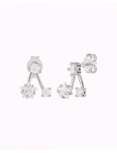 Pendientes ear jacket con circonitas en forma de estrella