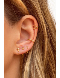 Star Open Huggie Hoop Earrings - Ear hugger