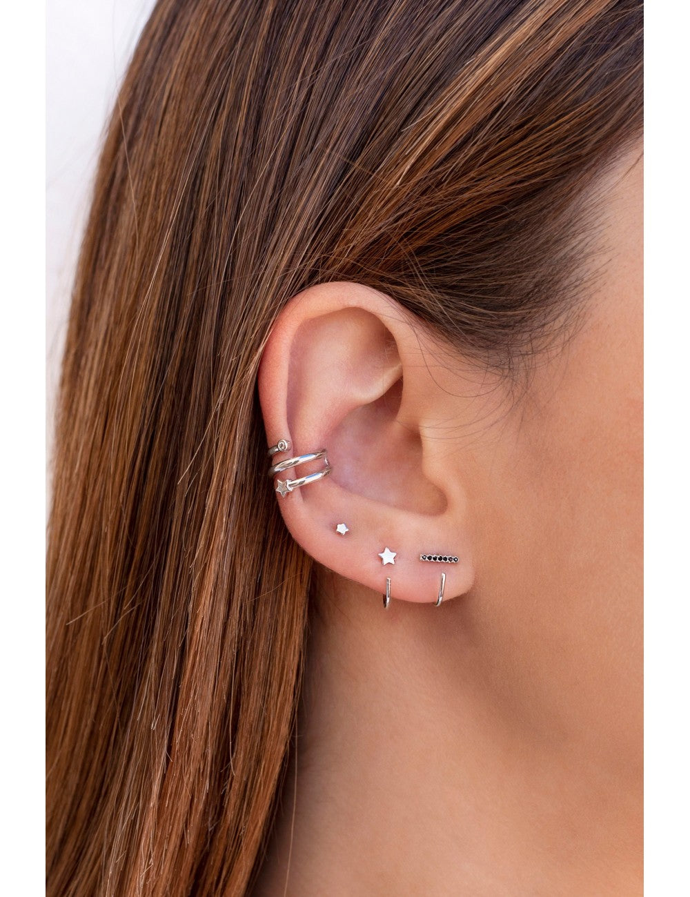 Star Open Huggie Hoop Earrings - Ear hugger