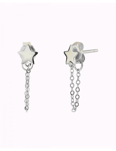 Star Shaped Dangling Chain Stud Earrings