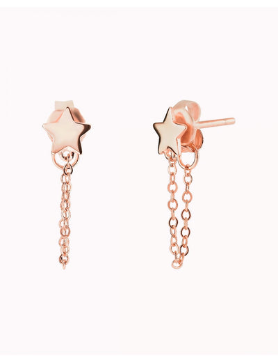 Star Shaped Dangling Chain Stud Earrings