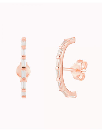 Baguette Cz Ear Lobe Cuff Stud Earrings