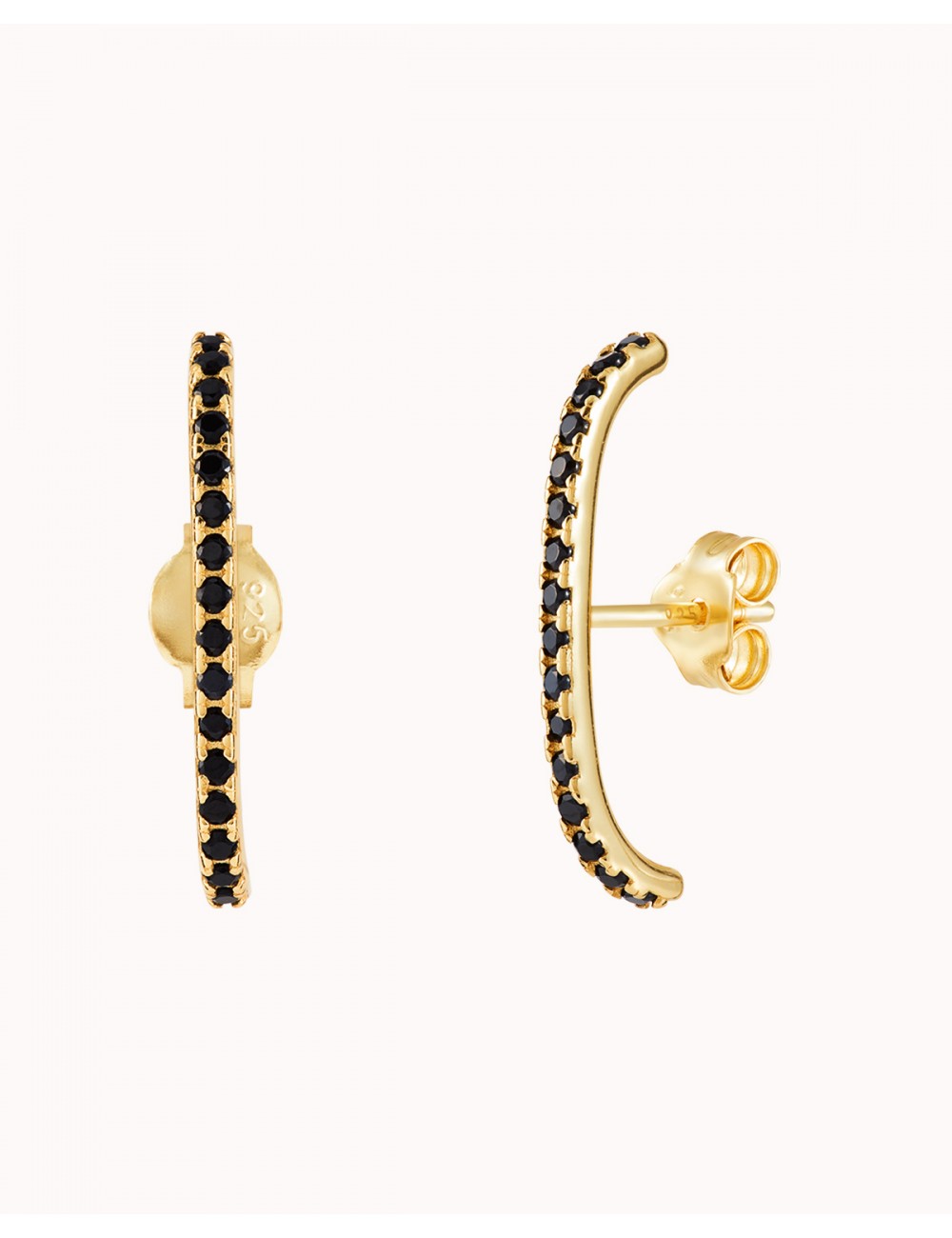 Boucles d'oreilles à tige avec zircons noirs