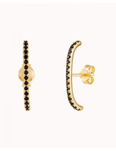 Boucles d'oreilles à tige avec zircons noirs