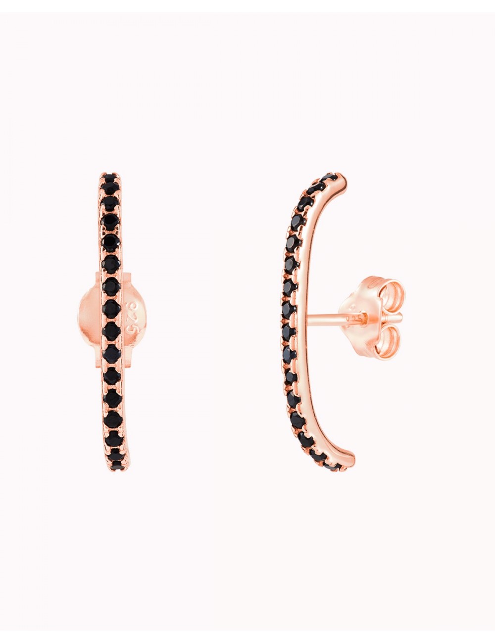 Boucles d'oreilles à tige avec zircons noirs