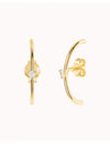 Pendientes stud ear lobe cuff con circonita en talla redonda con 3 garras - 4 colores disponibles: Blanco, Negro, Turquesa y Morado