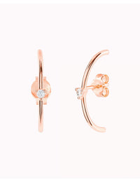 Pendientes stud ear lobe cuff con circonita en talla redonda con 3 garras - 4 colores disponibles: Blanco, Negro, Turquesa y Morado