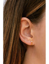 Pendientes stud ear lobe cuff con circonita en talla redonda con 3 garras - 4 colores disponibles: Blanco, Negro, Turquesa y Morado
