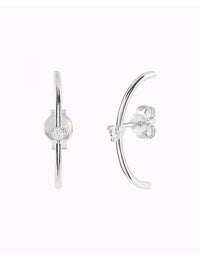 Pendientes stud ear lobe cuff con circonita en talla redonda con 3 garras - 4 colores disponibles: Blanco, Negro, Turquesa y Morado
