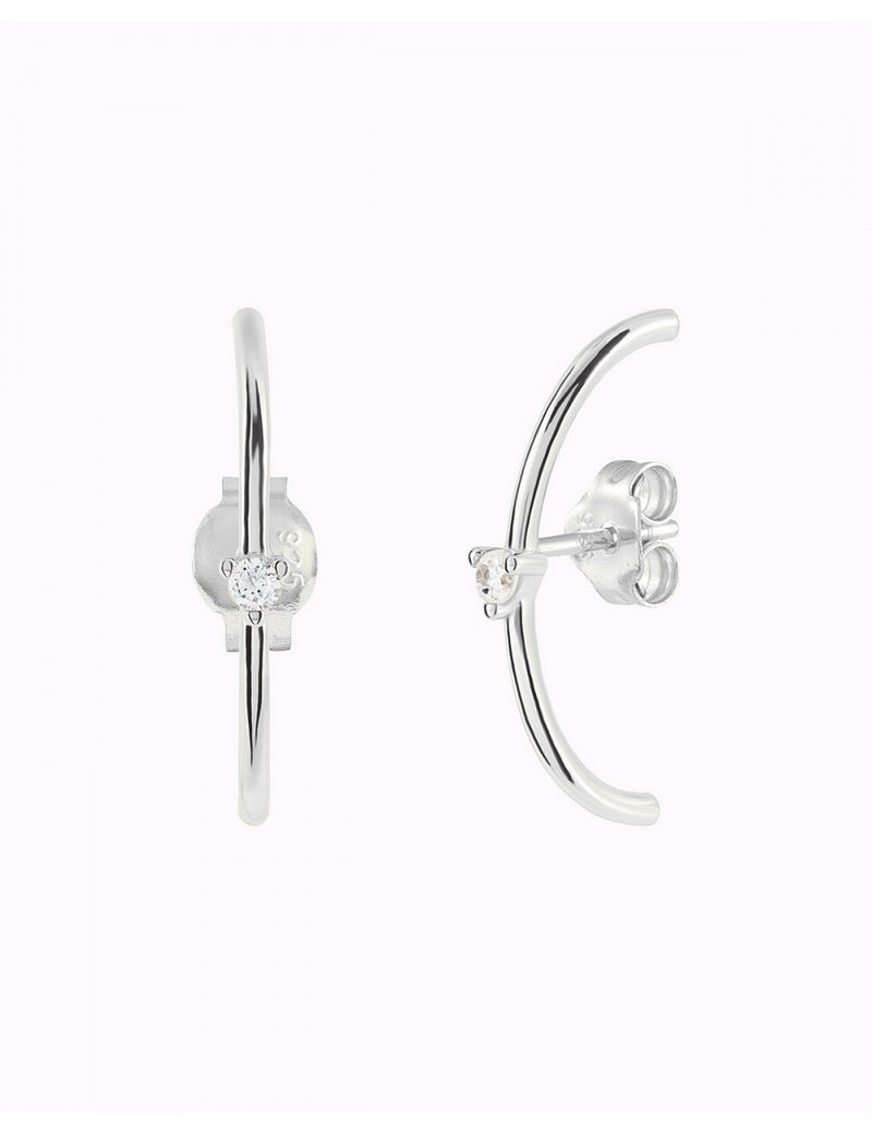 Pendientes stud ear lobe cuff con circonita en talla redonda con 3 garras - 4 colores disponibles: Blanco, Negro, Turquesa y Morado