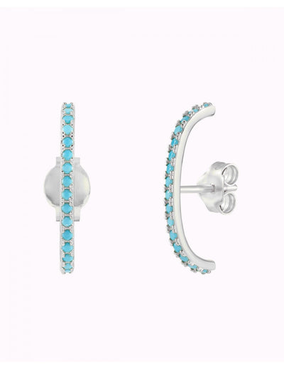 Pendientes stud ear lobe cuff con circonitas de color turquesa