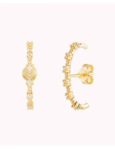 Pave & 4 Prongs Cz Ear Lobe Cuff Stud Earrings