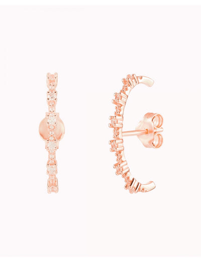 Pave & 4 Prongs Cz Ear Lobe Cuff Stud Earrings
